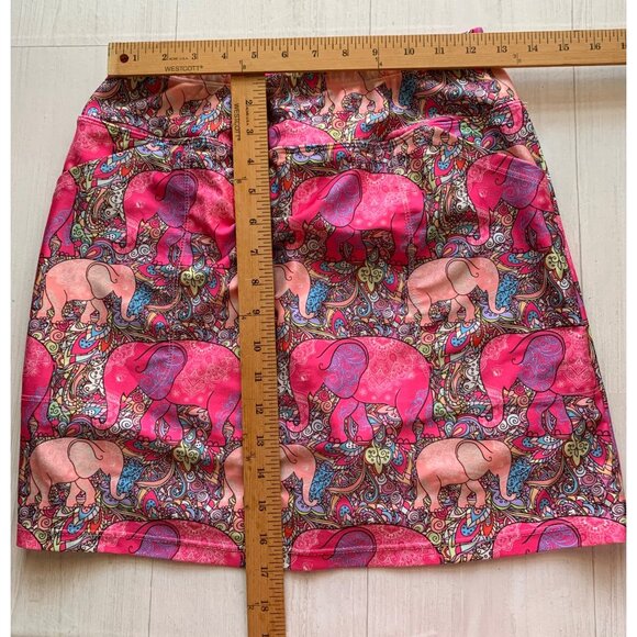 Elephant Print Womens Skirt By Skinz S Nylon & Spandex Vibrant Pink & Multicolor - Picture 5 of 9